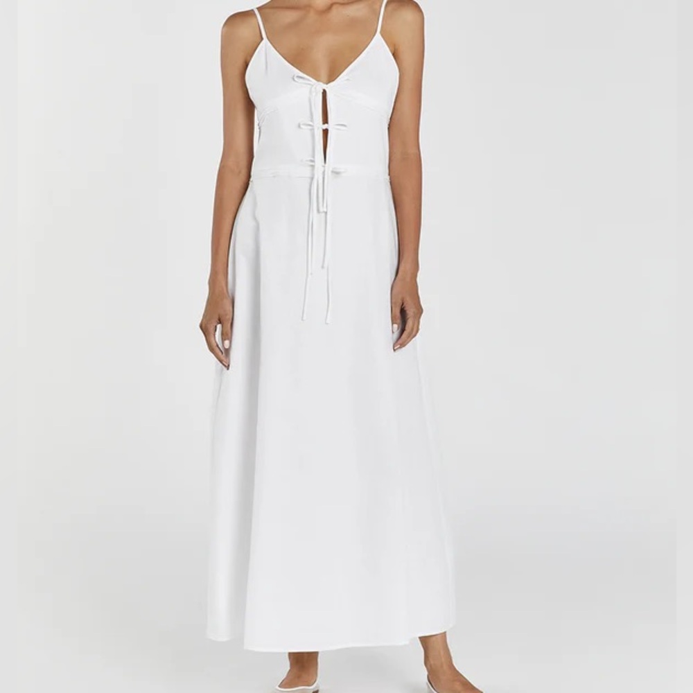 DISSH MIMI WHITE LINEN MIDI DRESS